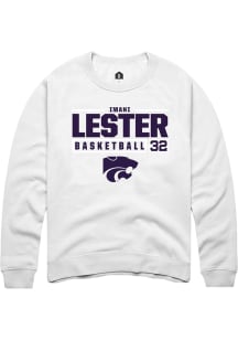 Imani Lester Rally Mens White K-State Wildcats NIL Stacked Box Crew Sweatshirt