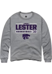 Imani Lester Rally Mens Graphite K-State Wildcats NIL Stacked Box Crew Sweatshirt