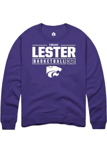 Imani Lester Rally Mens Purple K-State Wildcats NIL Stacked Box Crew Sweatshirt