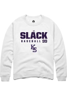 JJ Slack Rally Mens White K-State Wildcats NIL Stacked Box Crew Sweatshirt