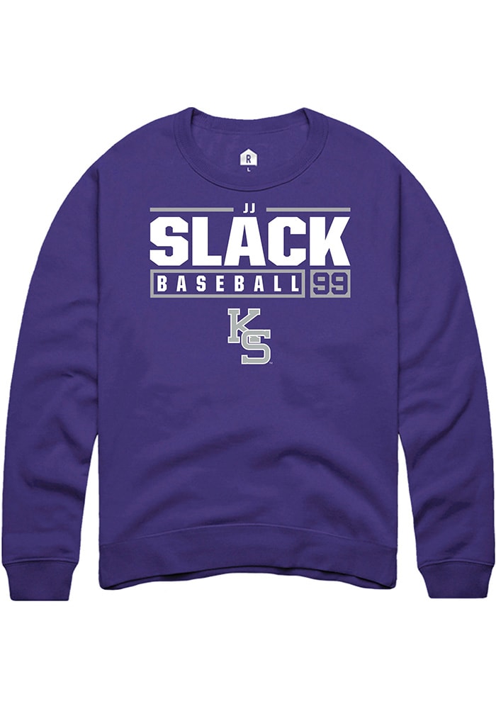 JJ Slack Rally K-State Wildcats Mens Purple NIL Stacked Box Long Sleeve Crew Sweatshirt