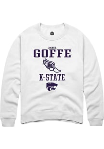 Joshua Goffe Rally Mens White K-State Wildcats NIL Sport Icon Crew Sweatshirt