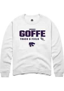 Joshua Goffe Rally Mens White K-State Wildcats NIL Stacked Box Crew Sweatshirt