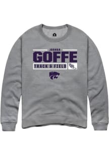 Joshua Goffe Rally Mens Graphite K-State Wildcats NIL Stacked Box Crew Sweatshirt