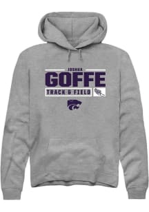 Joshua Goffe Rally Mens Graphite K-State Wildcats NIL Stacked Box Hooded Sweatshirt