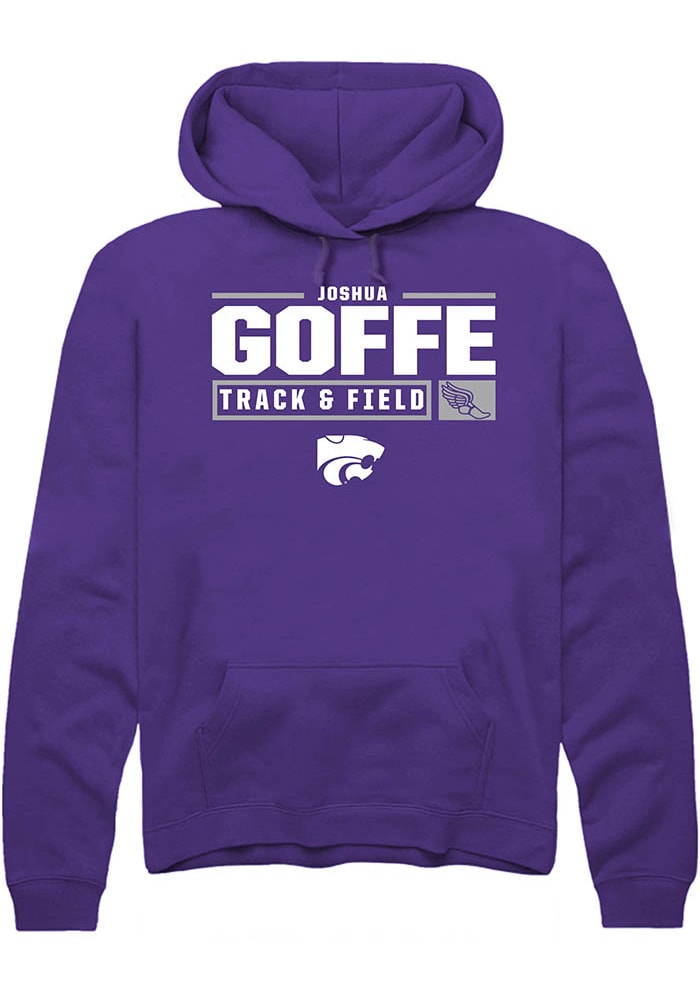 Joshua Goffe Rally K-State Wildcats Mens Purple NIL Stacked Box Long Sleeve Hoodie
