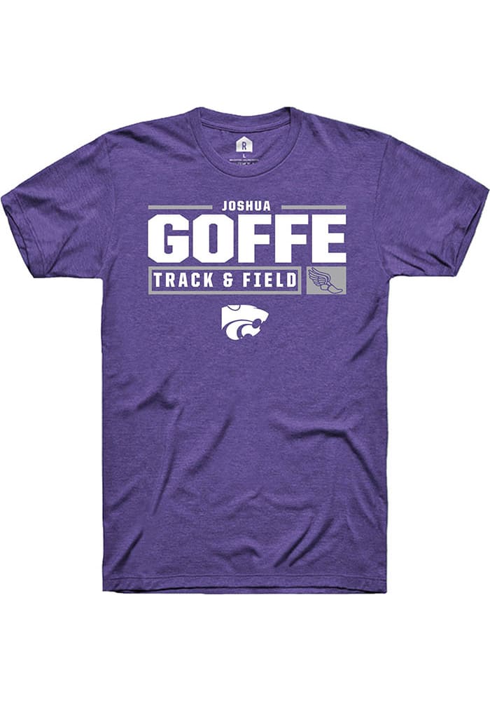 Joshua Goffe K-State Wildcats Purple Rally NIL Stacked Box Short Sleeve T Shirt