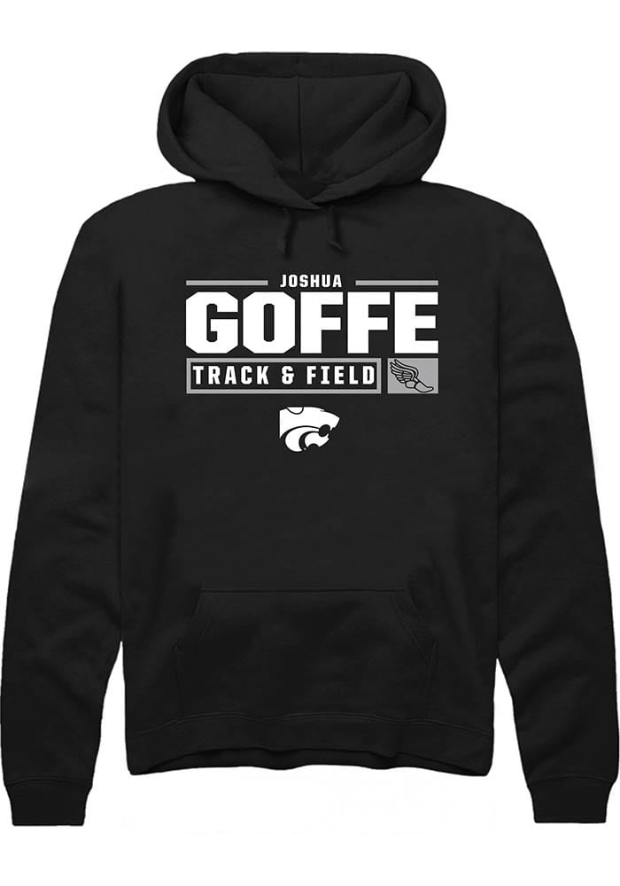 Joshua Goffe Rally K-State Wildcats Mens Black NIL Stacked Box Long Sleeve Hoodie