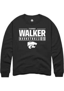 Zyanna Walker  Rally K-State Wildcats Mens Black NIL Stacked Box Long Sleeve Crew Sweatshirt
