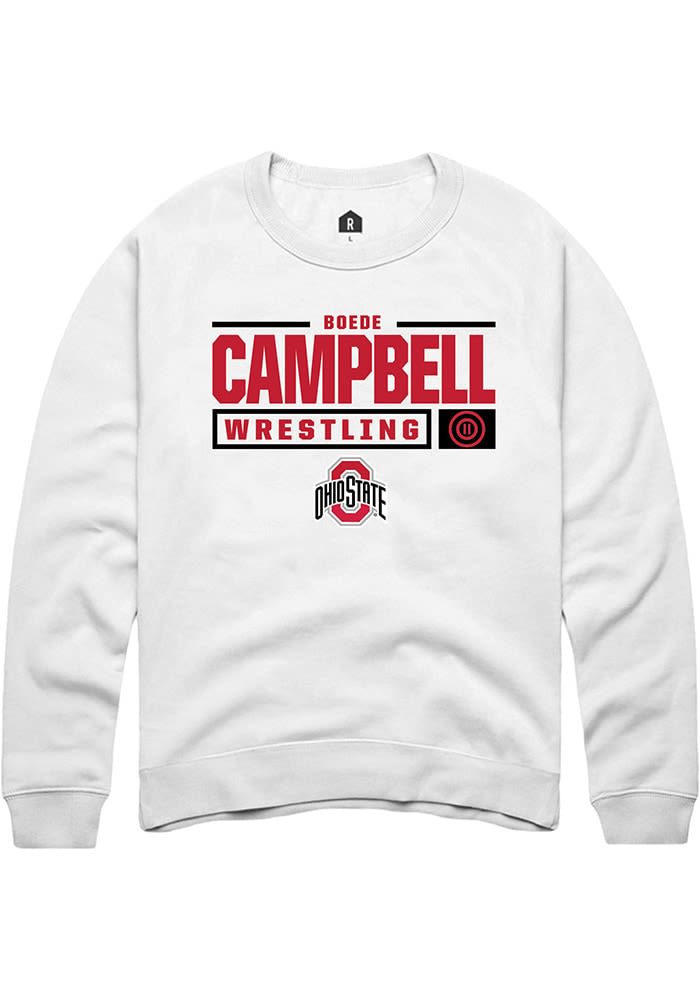 Boede Campbell Rally Ohio State Buckeyes Mens NIL Stacked Box Long Sleeve Crew Sweatshirt