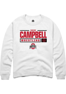 Boede Campbell  Rally Ohio State Buckeyes Mens White NIL Stacked Box Long Sleeve Crew Sweatshirt