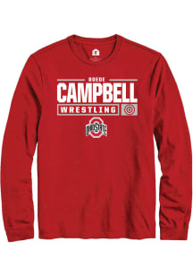 Boede Campbell  Ohio State Buckeyes Red Rally NIL Stacked Box Long Sleeve T Shirt