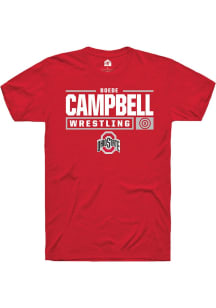 Boede Campbell  Ohio State Buckeyes Red Rally NIL Stacked Box Short Sleeve T Shirt