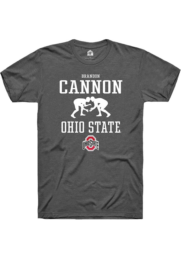 Brandon Cannon  Ohio State Buckeyes Dark Grey Rally NIL Sport Icon Short Sleeve T Shirt