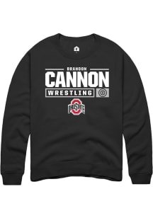 Brandon Cannon Rally Mens Black Ohio State Buckeyes NIL Stacked Box Crew Sweatshirt