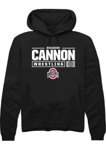 Brandon Cannon Rally Mens Black Ohio State Buckeyes NIL Stacked Box Hooded Sweatshirt