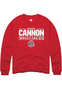 Brandon Cannon Rally Mens Red Ohio State Buckeyes NIL Stacked Box Crew Sweatshirt