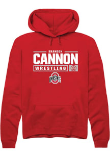 Brandon Cannon Rally Mens Red Ohio State Buckeyes NIL Stacked Box Hooded Sweatshirt