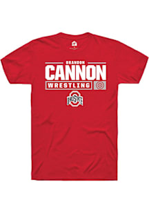 Brandon Cannon  Ohio State Buckeyes Red Rally NIL Stacked Box Short Sleeve T Shirt