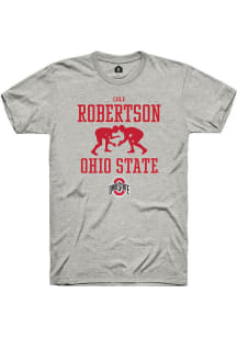 Cole Robertson  Ohio State Buckeyes Ash Rally NIL Sport Icon Short Sleeve T Shirt