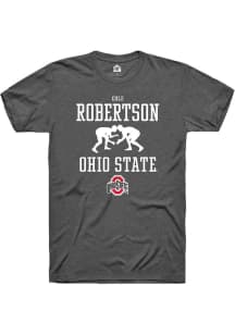 Cole Robertson  Ohio State Buckeyes Dark Grey Rally NIL Sport Icon Short Sleeve T Shirt