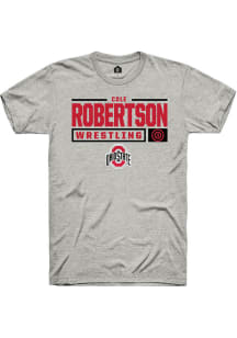 Cole Robertson  Ohio State Buckeyes Ash Rally NIL Stacked Box Short Sleeve T Shirt