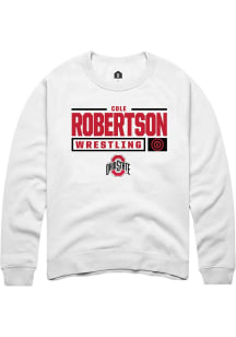 Cole Robertson  Rally Ohio State Buckeyes Mens White NIL Stacked Box Long Sleeve Crew Sweatshirt