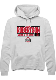 Cole Robertson  Rally Ohio State Buckeyes Mens White NIL Stacked Box Long Sleeve Hoodie