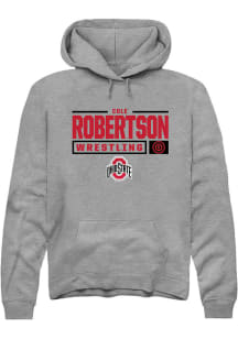 Cole Robertson  Rally Ohio State Buckeyes Mens Graphite NIL Stacked Box Long Sleeve Hoodie