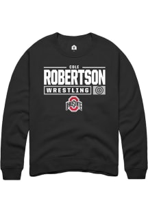 Cole Robertson  Rally Ohio State Buckeyes Mens Black NIL Stacked Box Long Sleeve Crew Sweatshirt