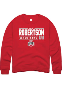 Cole Robertson  Rally Ohio State Buckeyes Mens Red NIL Stacked Box Long Sleeve Crew Sweatshirt