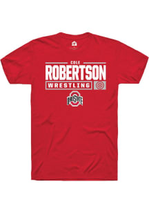 Cole Robertson  Ohio State Buckeyes Red Rally NIL Stacked Box Short Sleeve T Shirt