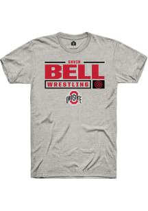Gavin Bell  Ohio State Buckeyes Ash Rally NIL Stacked Box Short Sleeve T Shirt