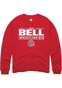 Gavin Bell  Rally Ohio State Buckeyes Mens Red NIL Stacked Box Long Sleeve Crew Sweatshirt