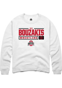 Nic Bouzakis  Rally Ohio State Buckeyes Mens White NIL Stacked Box Long Sleeve Crew Sweatshirt