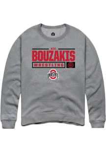 Nic Bouzakis  Rally Ohio State Buckeyes Mens Graphite NIL Stacked Box Long Sleeve Crew Sweatshir..