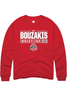 Nic Bouzakis  Rally Ohio State Buckeyes Mens Red NIL Stacked Box Long Sleeve Crew Sweatshirt