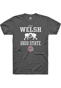 Rocco Welsh  Ohio State Buckeyes Dark Grey Rally NIL Sport Icon Short Sleeve T Shirt