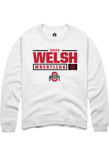 Rocco Welsh  Rally Ohio State Buckeyes Mens White NIL Stacked Box Long Sleeve Crew Sweatshirt