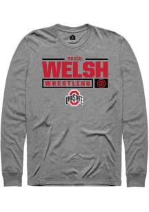 Rocco Welsh  Ohio State Buckeyes Graphite Rally NIL Stacked Box Long Sleeve T Shirt