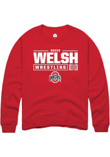 Rocco Welsh  Rally Ohio State Buckeyes Mens Red NIL Stacked Box Long Sleeve Crew Sweatshirt