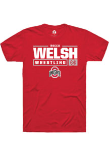 Rocco Welsh  Ohio State Buckeyes Red Rally NIL Stacked Box Short Sleeve T Shirt