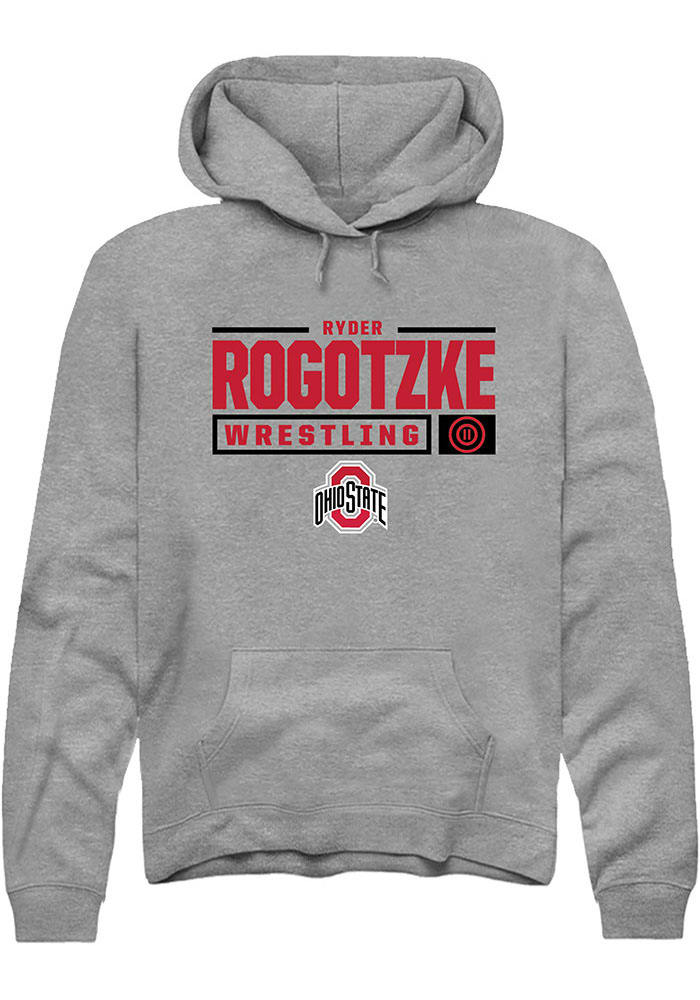 Ryder Rogotzke  Rally Ohio State Buckeyes Mens Graphite NIL Stacked Box Long Sleeve Hoodie