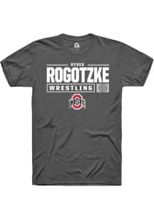 Ryder Rogotzke  Ohio State Buckeyes Dark Grey Rally NIL Stacked Box Short Sleeve T Shirt