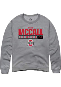 Rylie McCall  Rally Ohio State Buckeyes Mens Grey NIL Stacked Box Long Sleeve Crew Sweatshirt