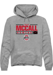 Rylie McCall  Rally Ohio State Buckeyes Mens Grey NIL Stacked Box Long Sleeve Hoodie