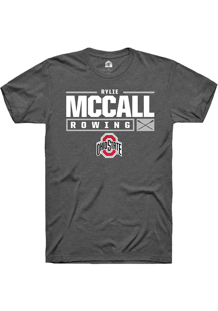 Rylie McCall  Ohio State Buckeyes Dark Grey Rally NIL Stacked Box Short Sleeve T Shirt