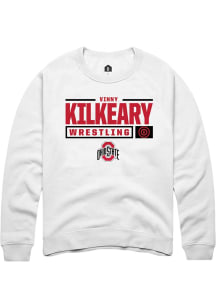 Vinny Kilkeary  Rally Ohio State Buckeyes Mens White NIL Stacked Box Long Sleeve Crew Sweatshirt