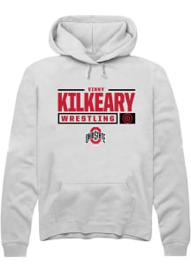 Vinny Kilkeary  Rally Ohio State Buckeyes Mens White NIL Stacked Box Long Sleeve Hoodie