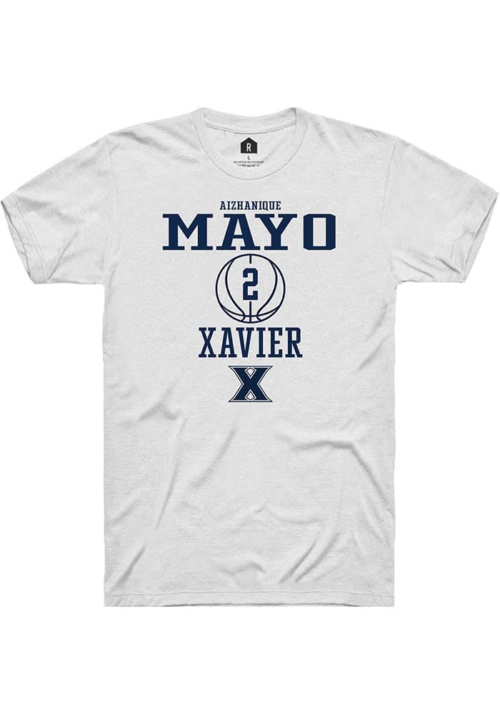 Aizhanique Mayo  Xavier Musketeers White Rally NIL Sport Icon Short Sleeve T Shirt